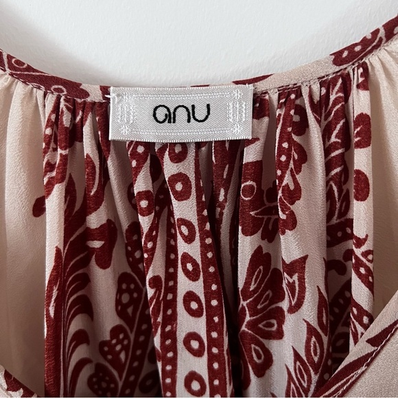 Anu Boho Paisley Printed Silk Blend Silk Long Sleeve Dress |Size - Picture 5 of 6